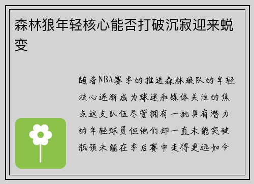 森林狼年轻核心能否打破沉寂迎来蜕变